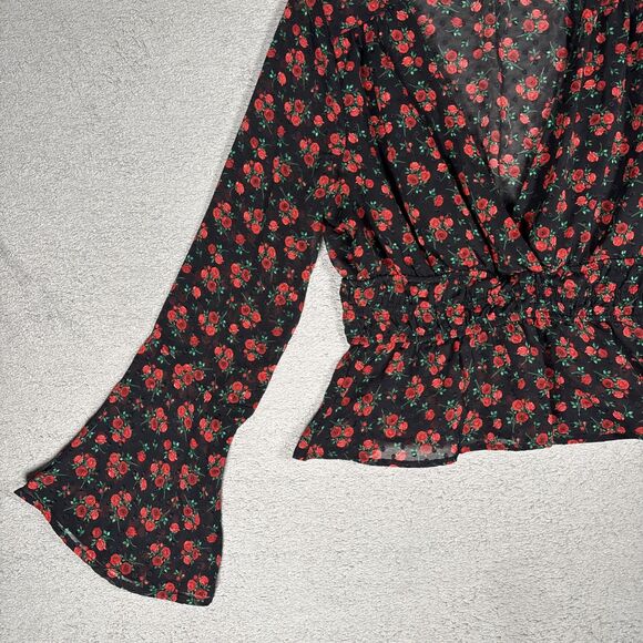 Mi Ami Francescas Top Size L Babydoll Rose Sheer Whimsigoth Dark Fairy Witchy - Picture 4 of 14